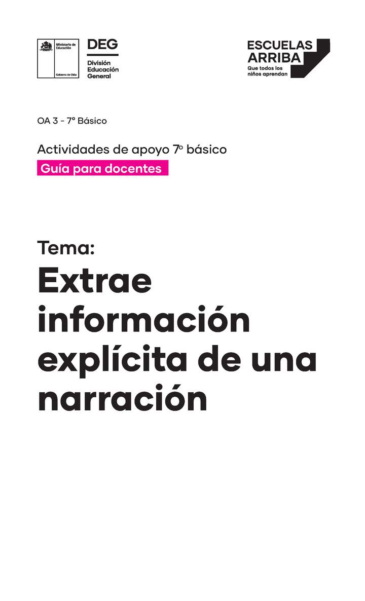 Narrativa: Extrae información explícita de una narración Guía 2