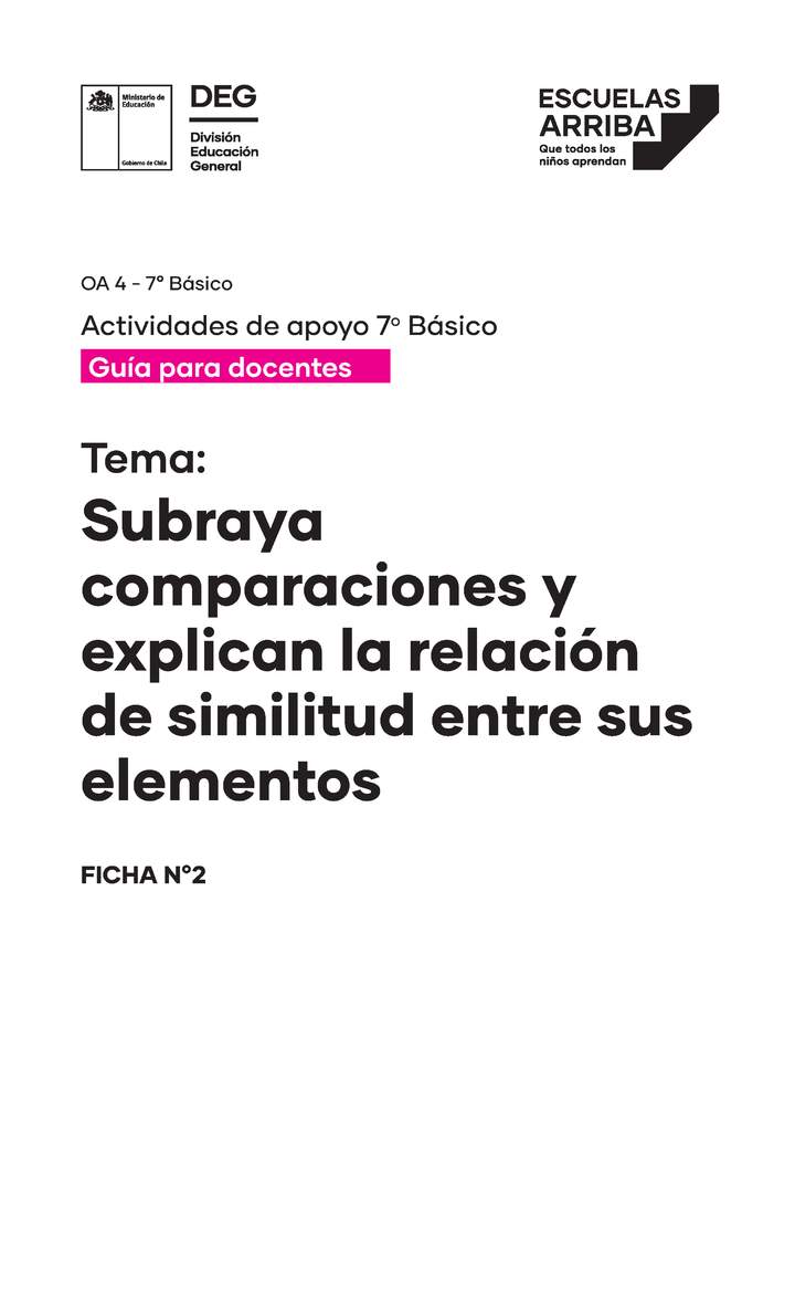 Subraya Comparaciones y explican la relación Guía 2
