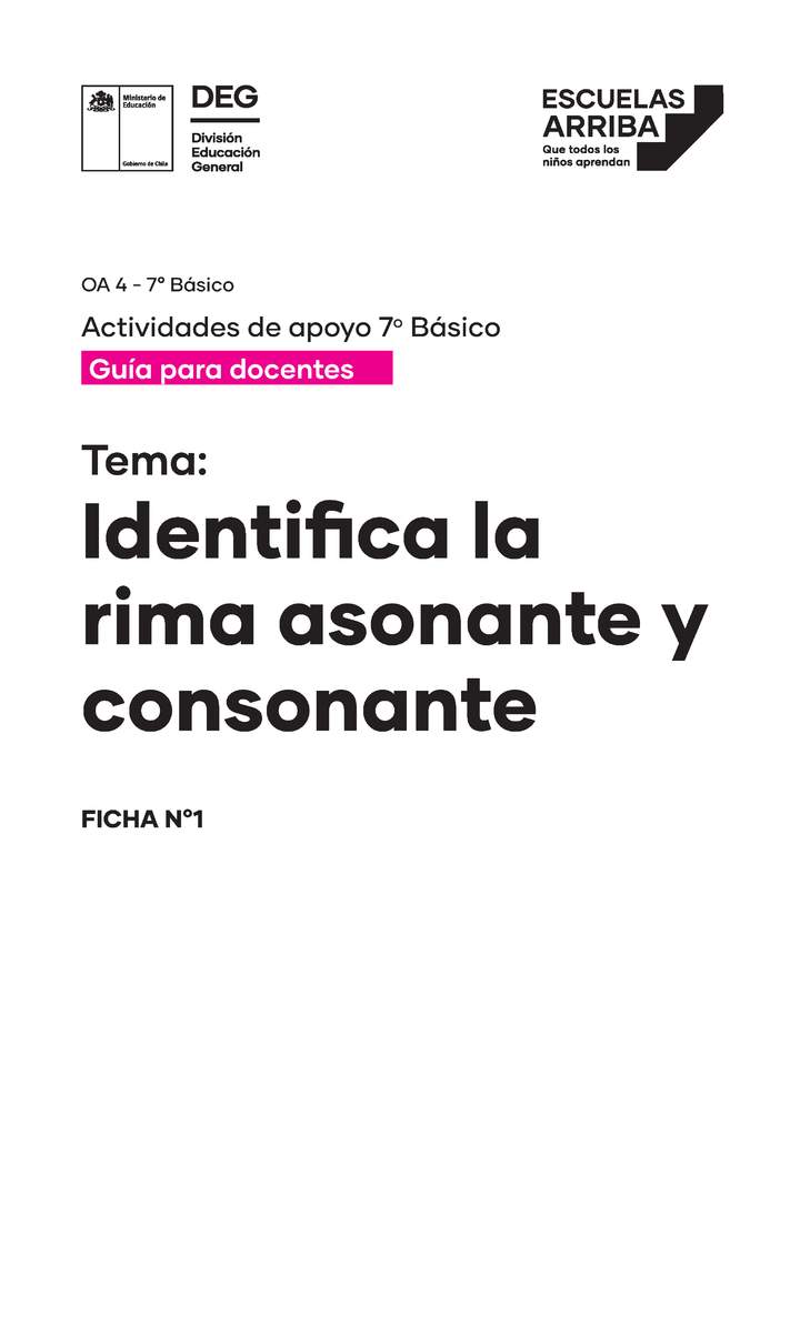 Identifica la rima asonante y consonante Guía 1