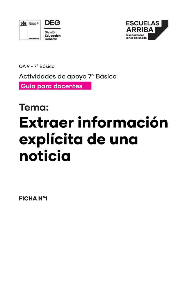 Ejercita la extracción de información explícita de una noticia, Guía 1