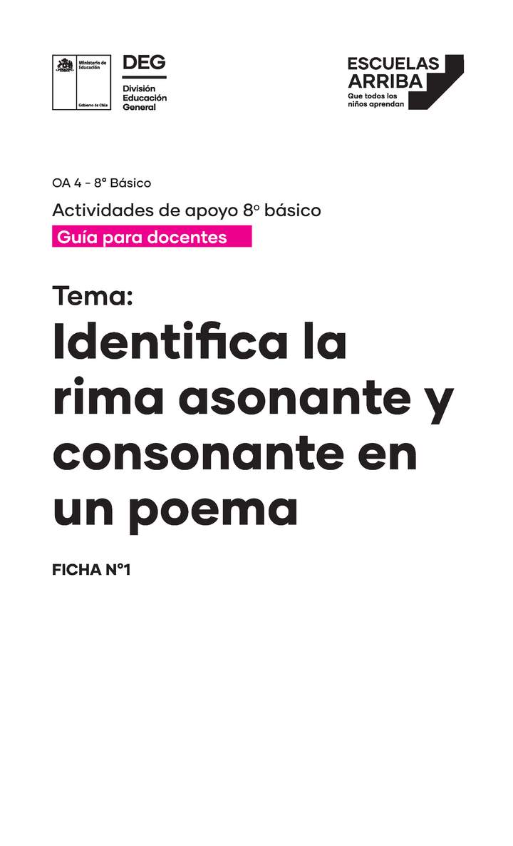 Poesía: Identifica la rima asonante y consonante Guía 1