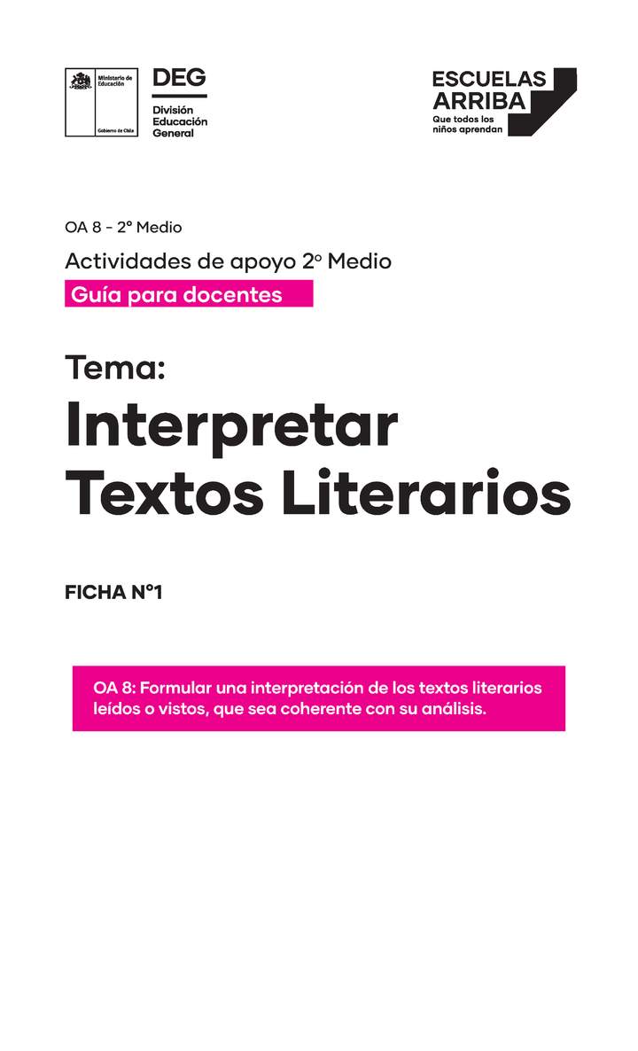 Interpretar Textos Literarios, Guía 1
