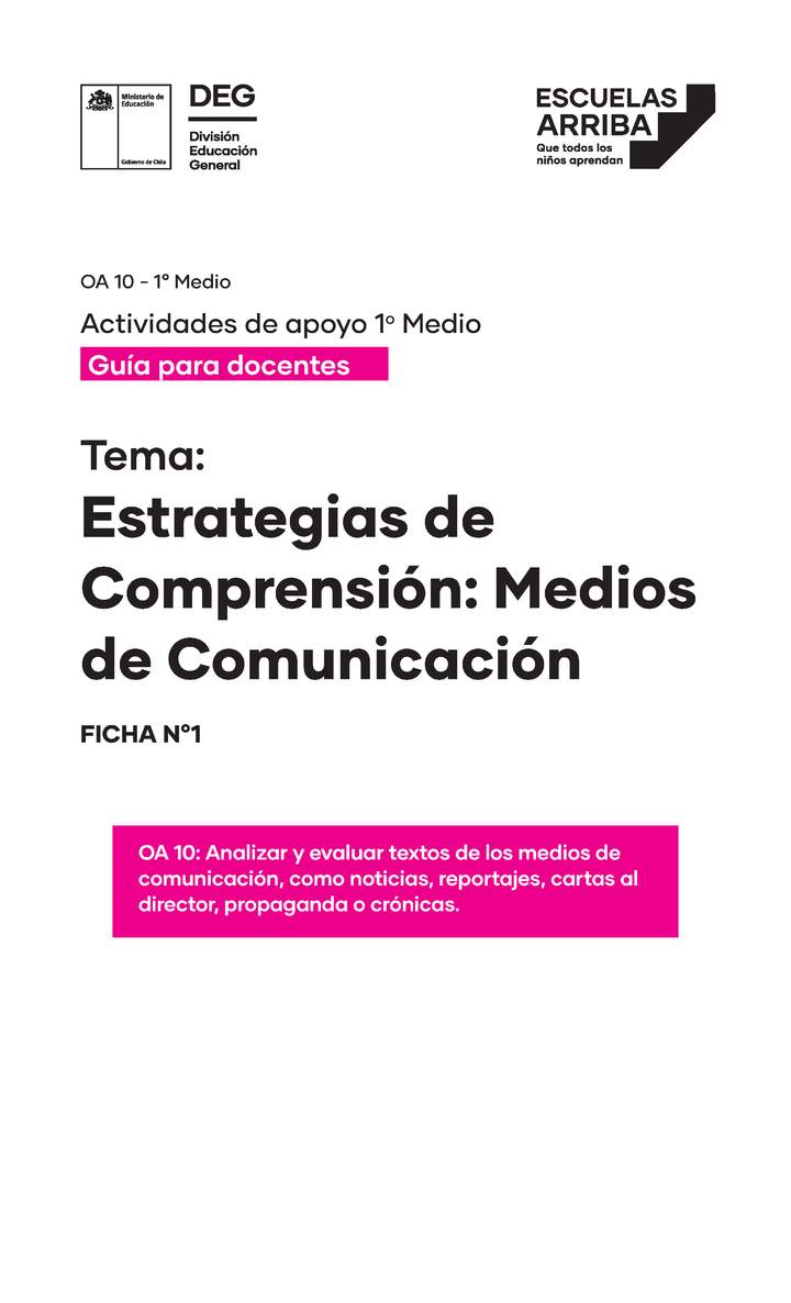 Estrategias de Comprensión: Medios de Comunicación Guía 1