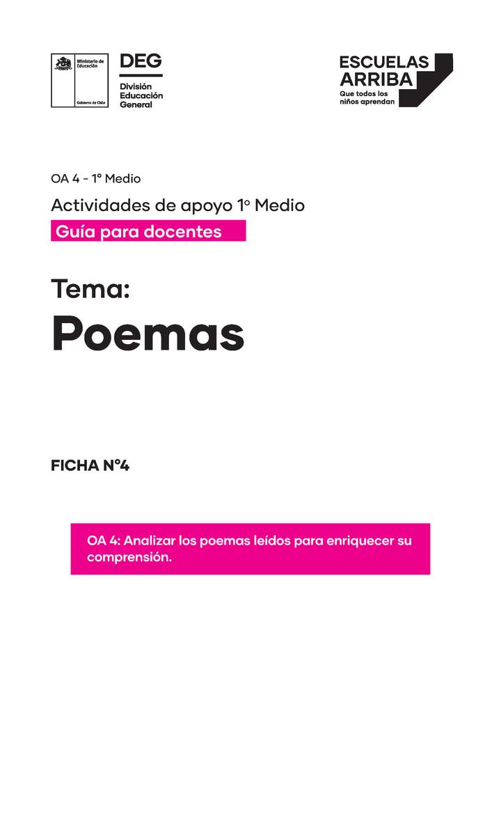 Poemas: Interpreta el lenguaje figurado de un poema Guía 4