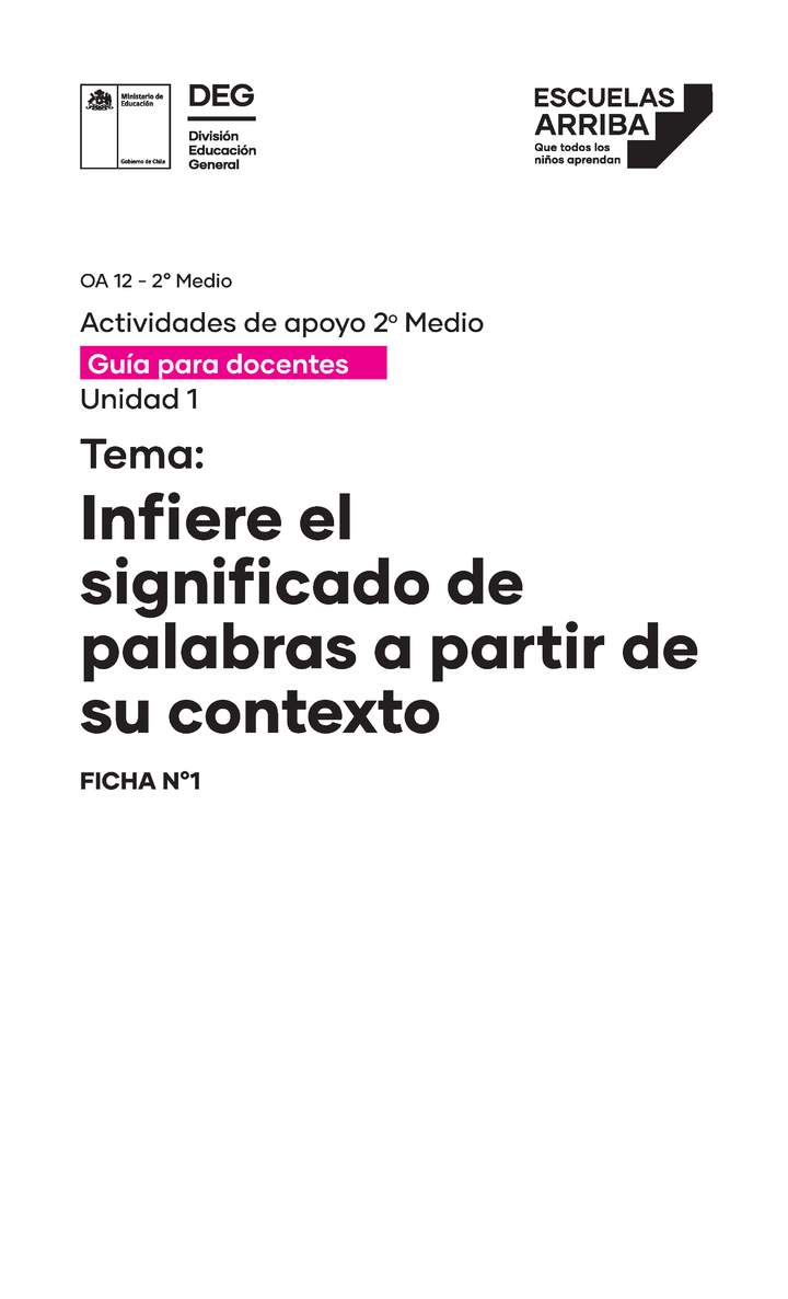 Infiere el significado de una palabra a partir de su contexto Guía 1