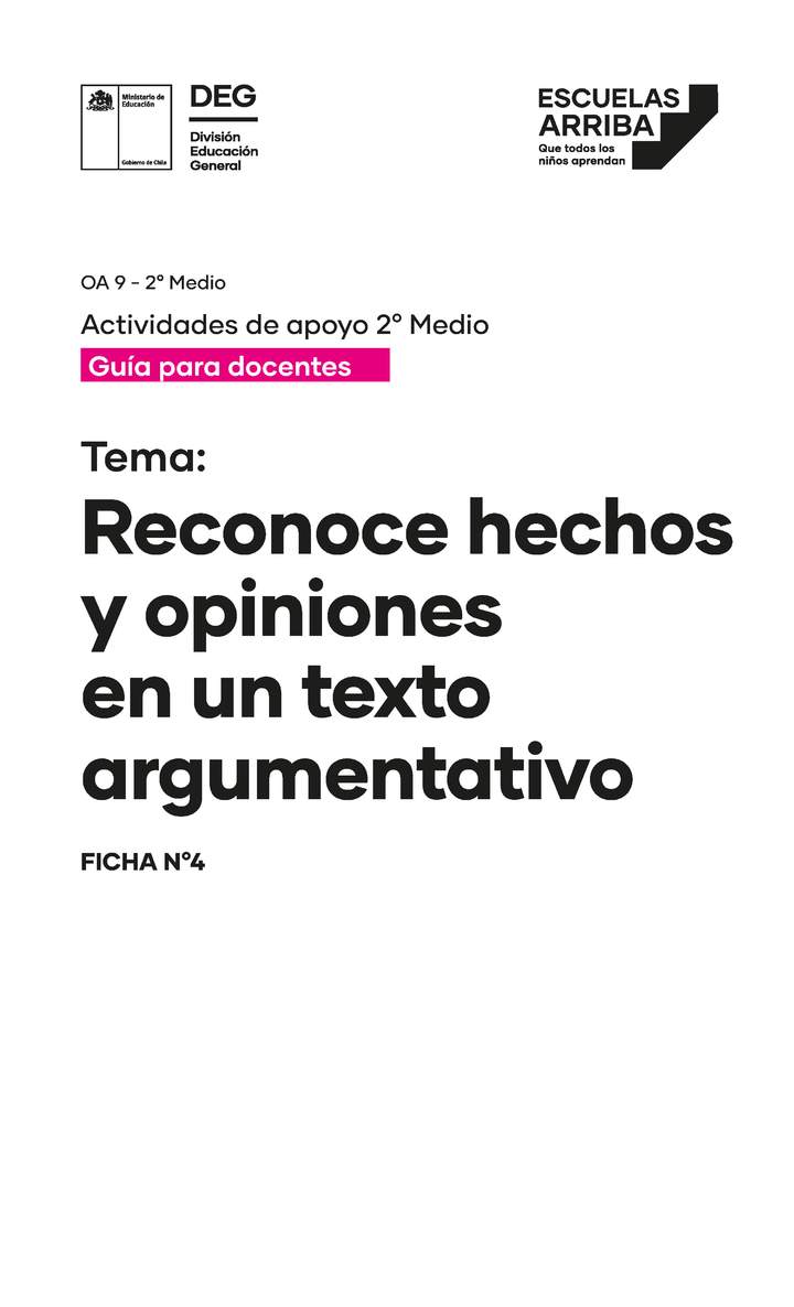 Reconoce hecho y opiniones en un texto argumentativo Guía 4