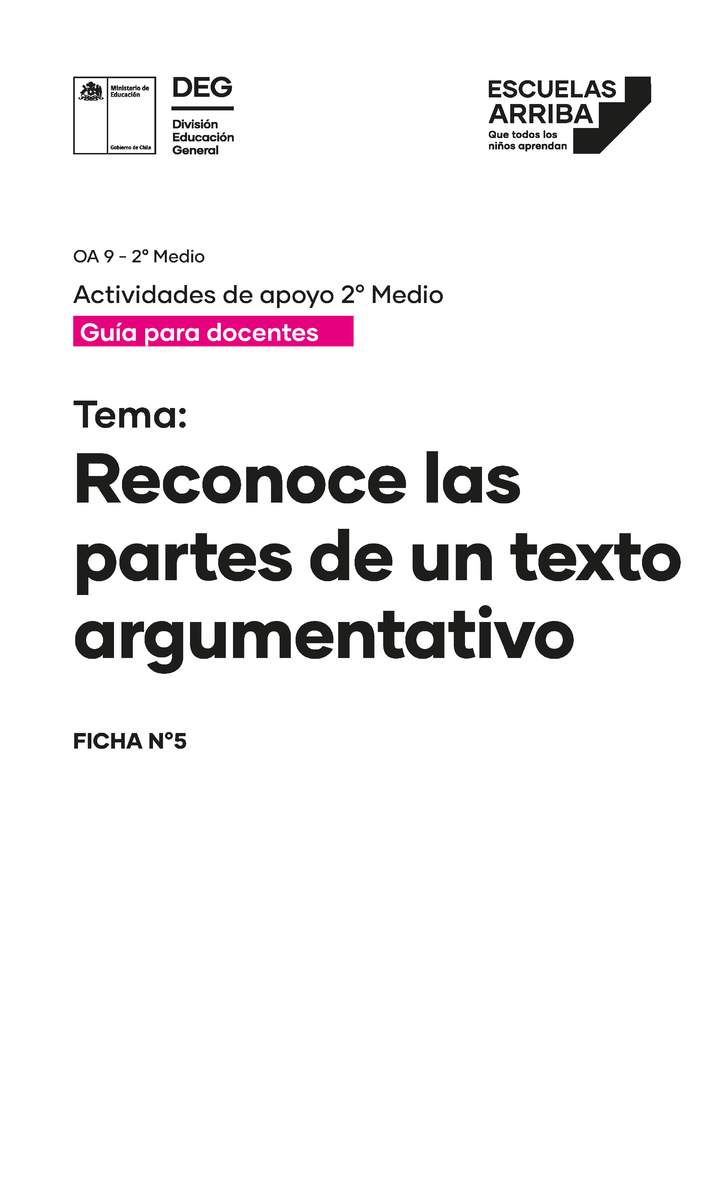 Reconoce las partes de un texto argumentativo Guía 5