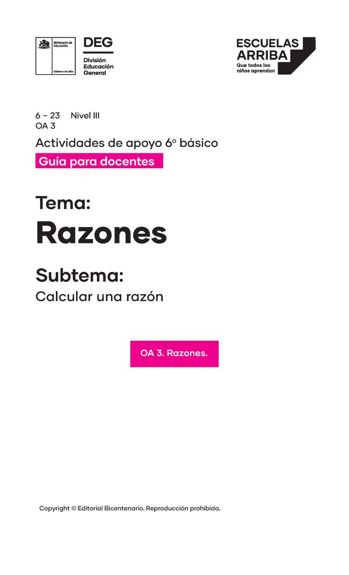 Razones: Calcular razón, Guía 1