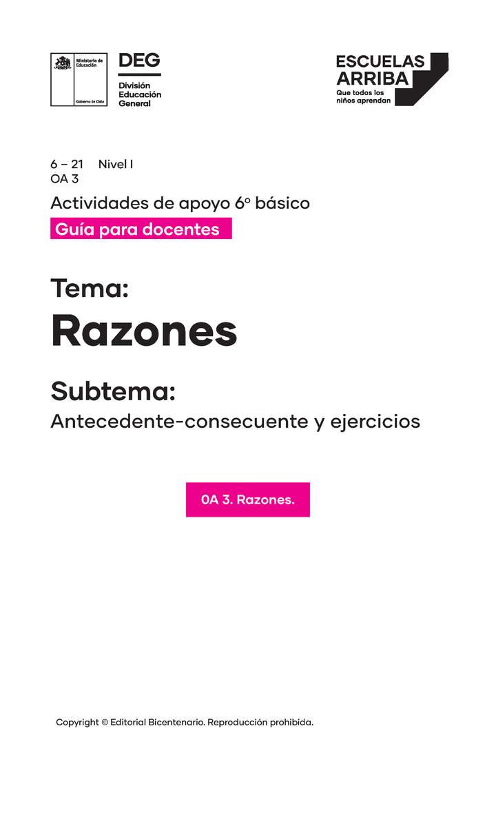 Razones: Antecedente-consecuente y ejercicios, Guía 1