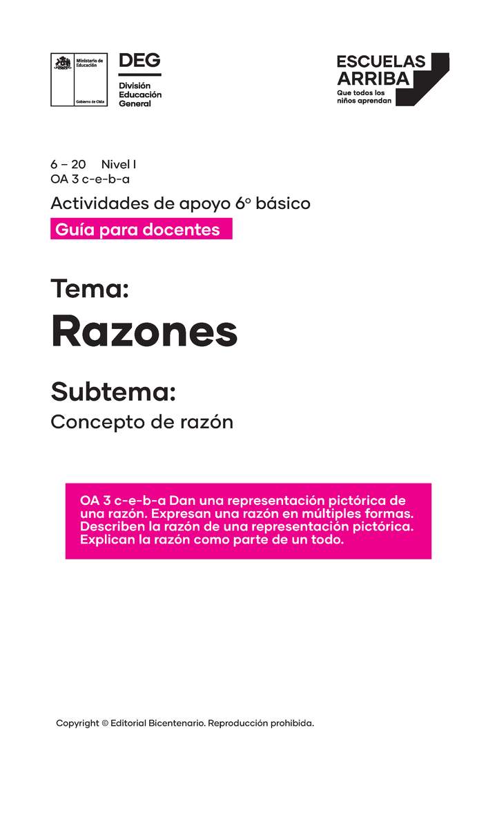 Razones: Concepto de razón, Guía 1