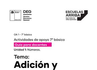 Adición y sustracción de números enteros, Guías 1, 2 y 3