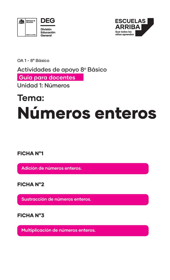 Números enteros,Guía 1, 2 y 3