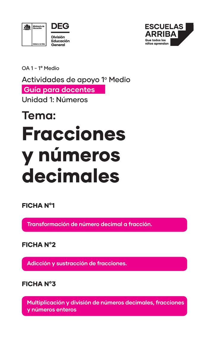 Fracciones y números decimales Guías 1,2 y 3