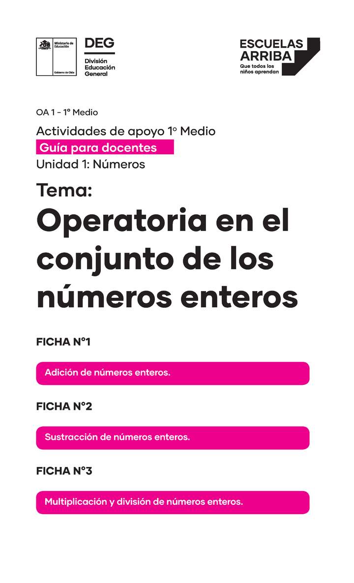 Operatoria en el conjunto de los números enteros Guías 1, 2 y 3