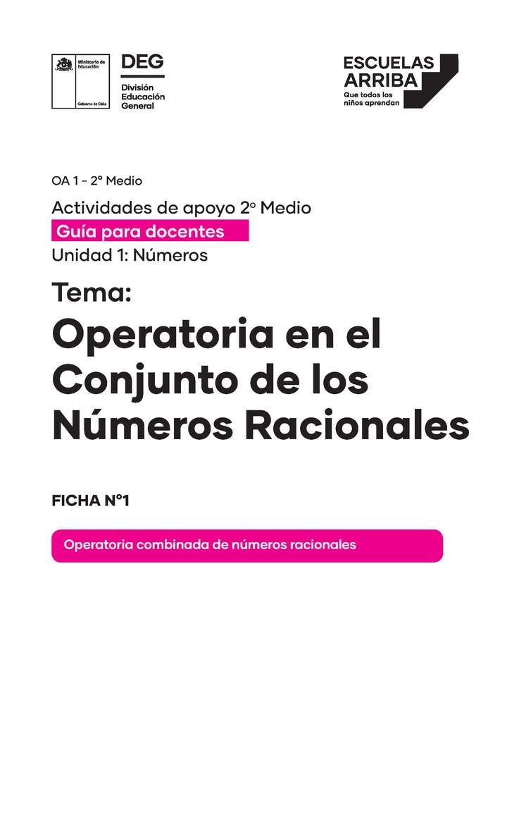 Operatoria en el conjunto de los Números Racionales Guía 1