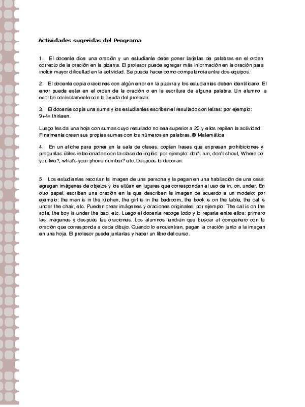 Actividades sugeridas Unidad 2