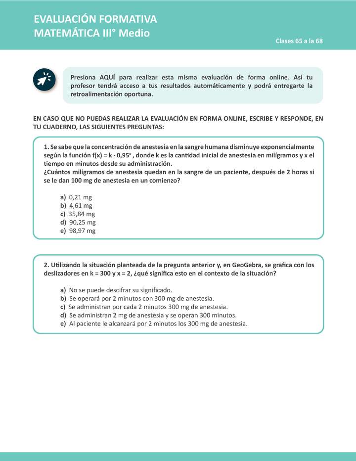 Evaluación Matemática 3° medio Unidad priorizada: Semana 17