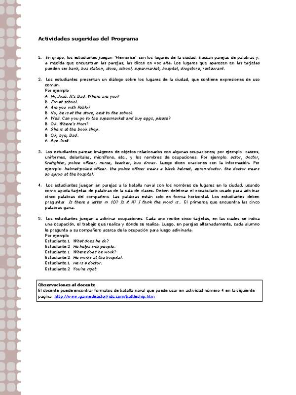 Actividades sugeridas Unidad 2