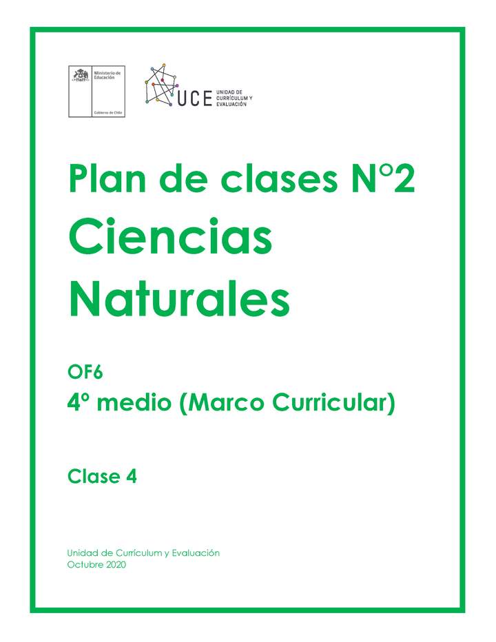 Plan de Clases Nº 2 Ciencias Naturales 4° Medio AC OF6: Clase 4