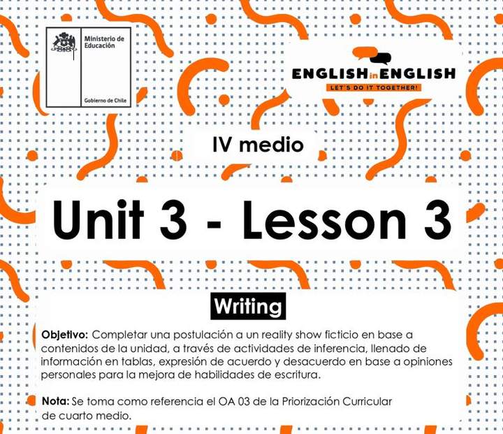 Inglés 4° Medio Unidad 3 - Lesson 3