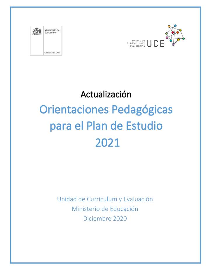 Orientaciones pedagógicas para el plan de estudios  2021