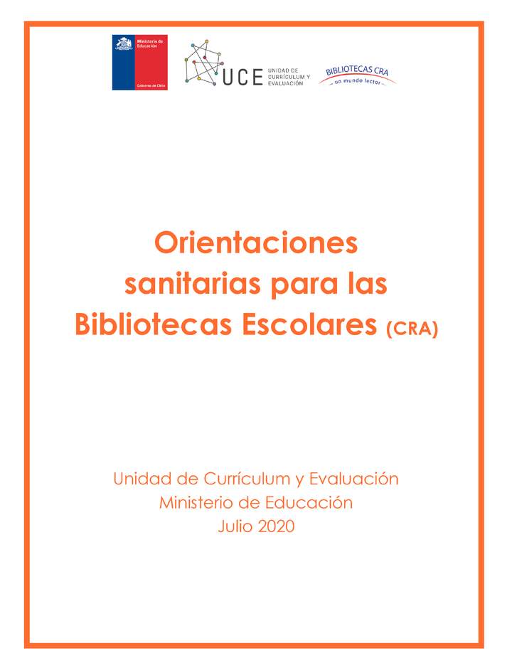Orientaciones sanitarias para las Bibliotecas Escolares (CRA)