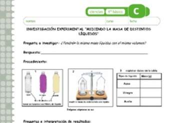 Midiendo la masa de distintos líquidos