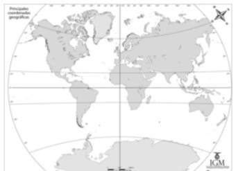 Mapa del mundo con las coordenadas geográficas mudo