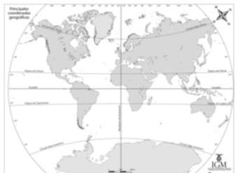 Mapa del mundo con las coordenadas geográficas