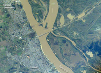 Fotografía aérea del río Paraná