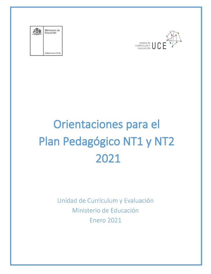 Orientaciones pedagógicas para el plan de estudios  2021 para la Educación Parvularia