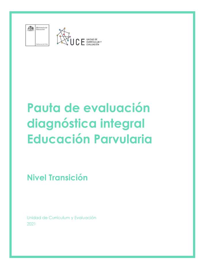 Pauta de evaluación diagnóstica integral Educación Parvularia