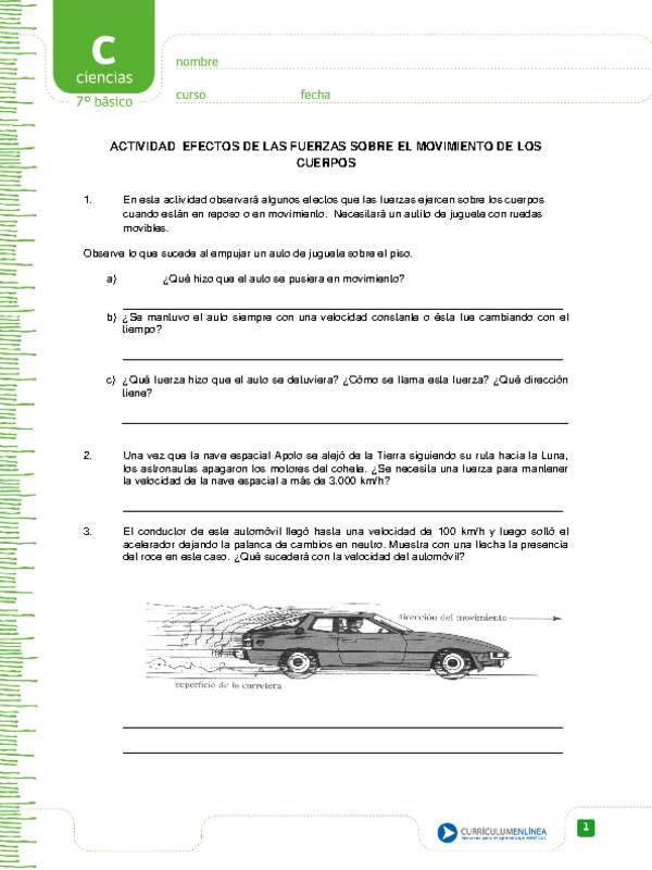 Efectos de las fuerzas sobre el movimiento de los cuerpos