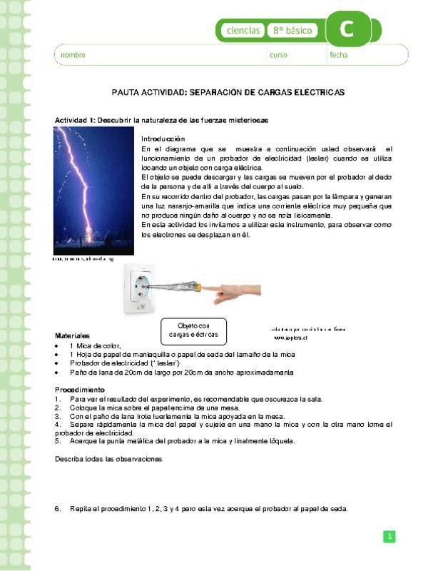 Separación de cargas eléctricas