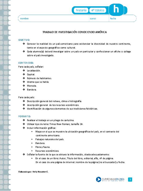 Trabajo de investigación "Conociendo América"