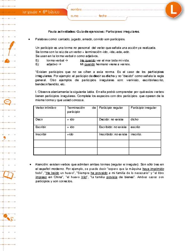 Participios irregulares