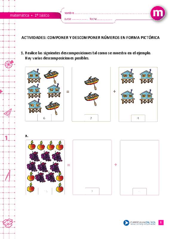 Componer y descomponer números en forma pictórica