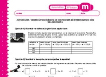 Verificar soluciones de ecuaciones de primer grado con una incógnita