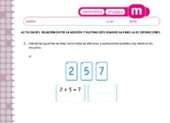 Relación entre la adición y sustracción usando la familia de operaciones