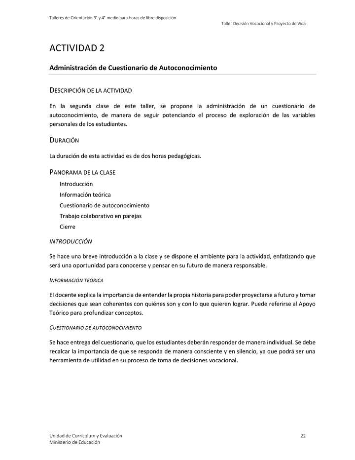 Actividad sugerida - Parte 1 - Actividad 2 - Administración de Cuestionario de Autoconocimiento