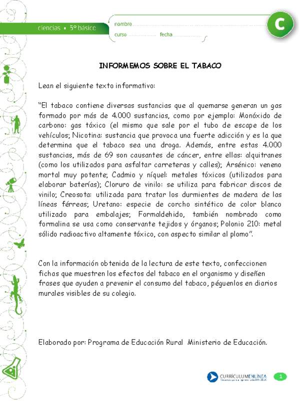 Elaboración de un afiche sobre el tabaco y la salud