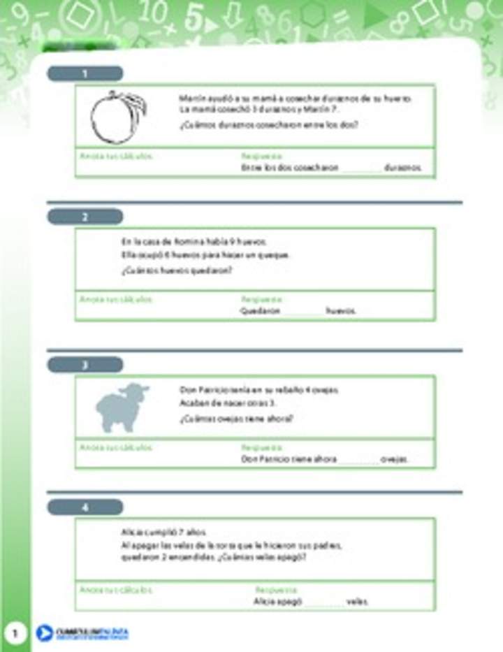 Resolución de problemas de adición y sustracción