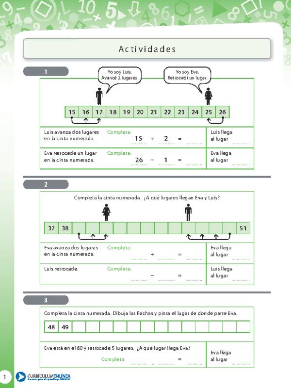 Adiciones y sustracciones como avanzar o retroceder