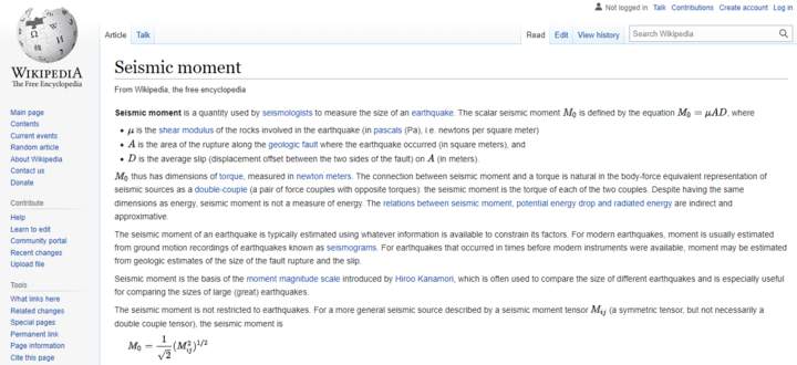 Wikipedia: Momento sísmico