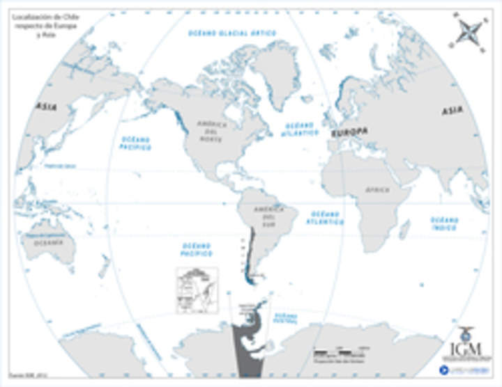 Chile en relación a Europa y Asia