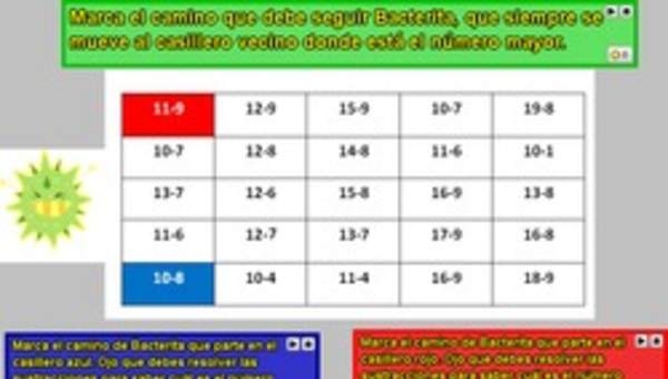 Sustracciones y comparación de números (I)