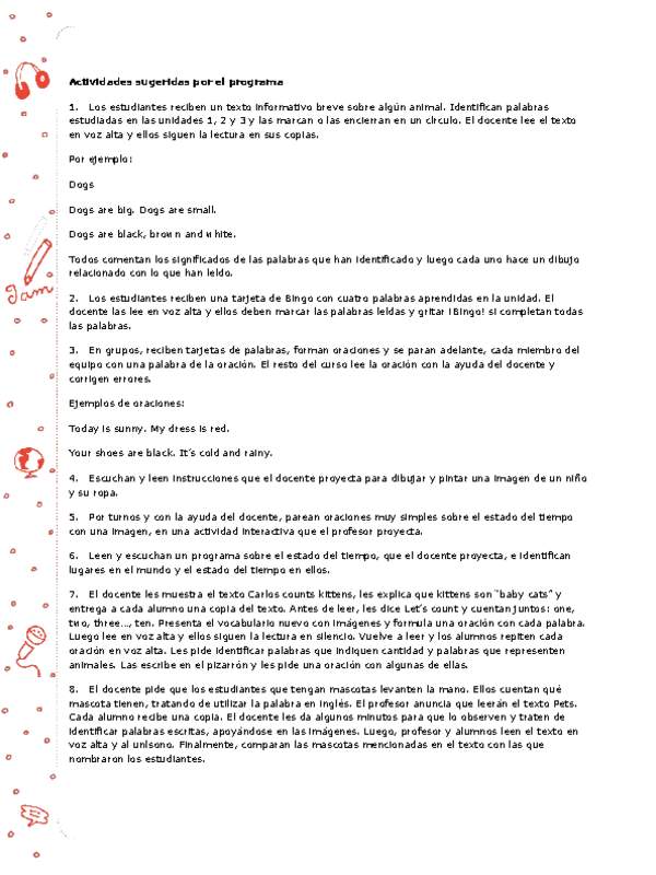 Actividades sugeridas Unidad 3