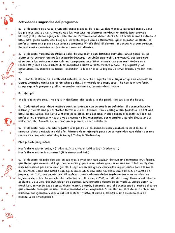 Actividades sugeridas Unidad 3
