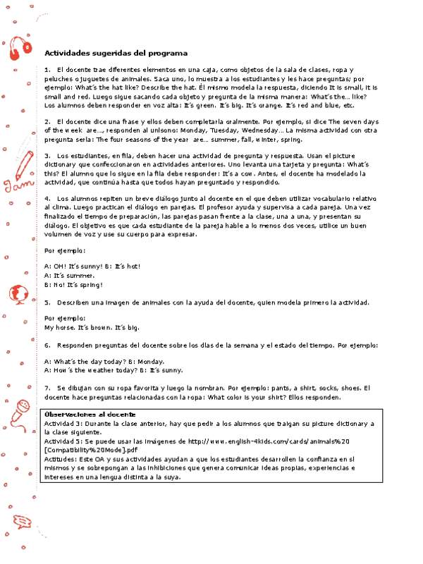 Actividades sugeridas Unidad 3