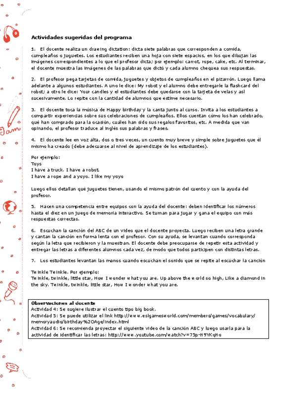 Actividades sugeridas Unidad 4